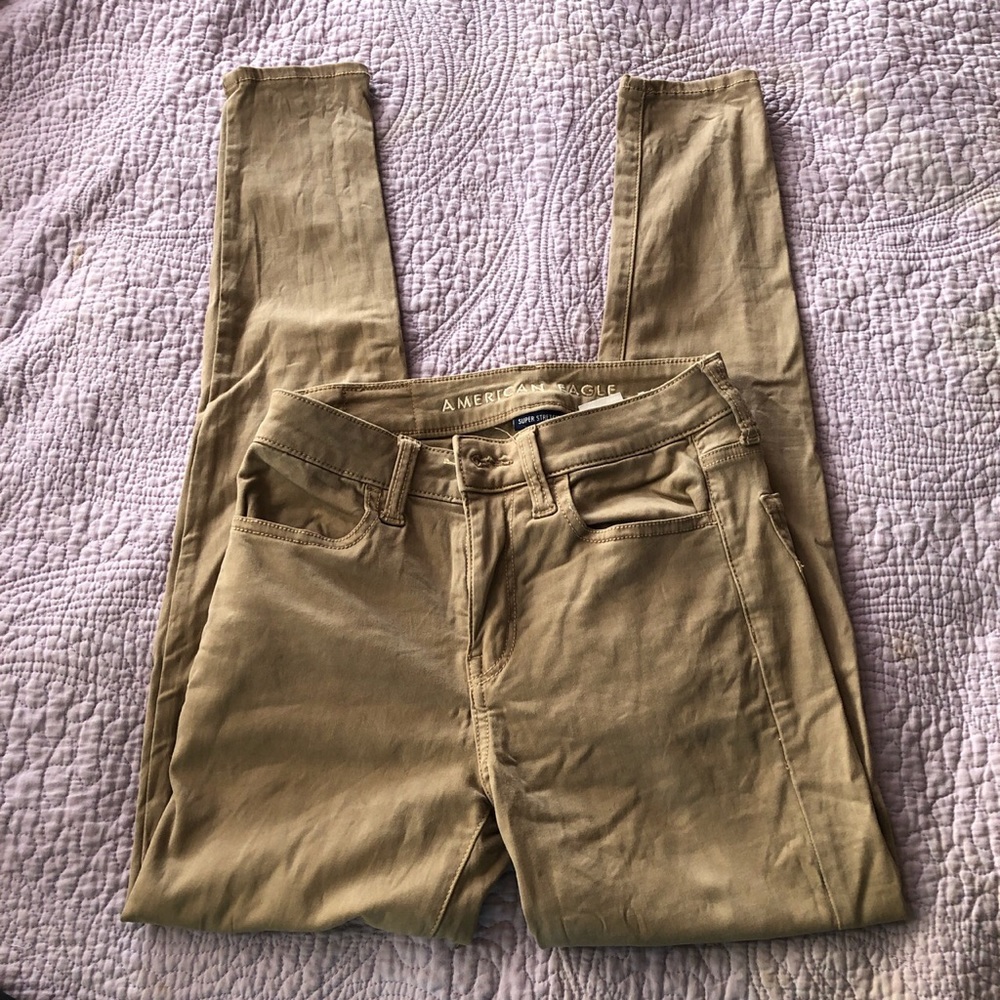 AE tan skinny jeans